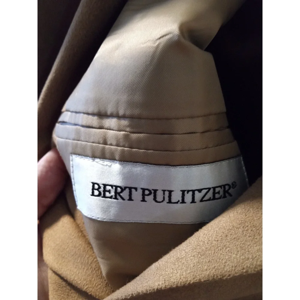 Bert Pulitzer Supra Suede Blazer Mens 46 Long Tan Camel Faux Suede‎ Sport Coat